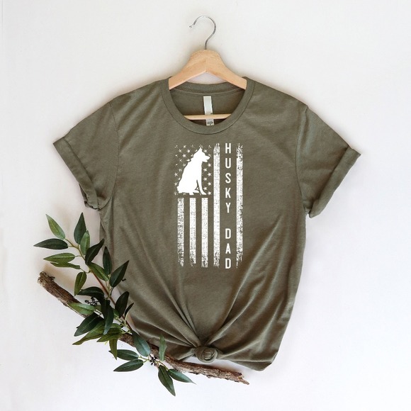 Husky Dog Dad Gift Funny Dog Shirt Dog Dad Shirt Men Dog T-shirt - Picture 1 of 2